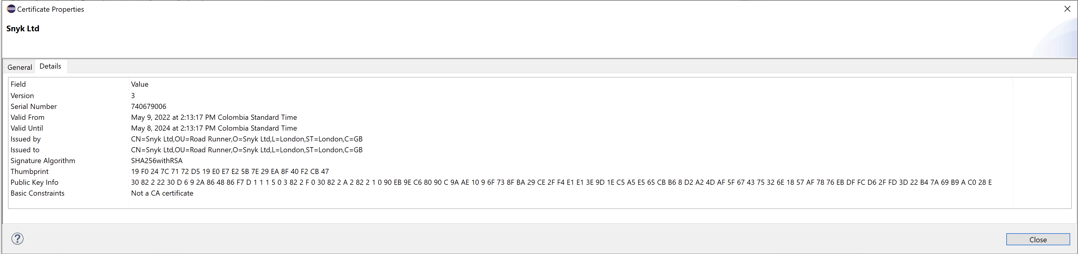 The signing key details to verify the integrity and origin of the download plugin