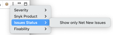 Activate Net new issues in the dot menu of the Snyk View