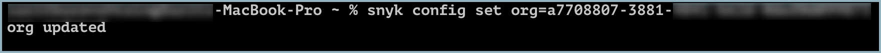 Command to set Organization and confirmation