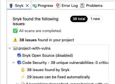 Net new issues filter enabled after clicking on the total/new issues toggle