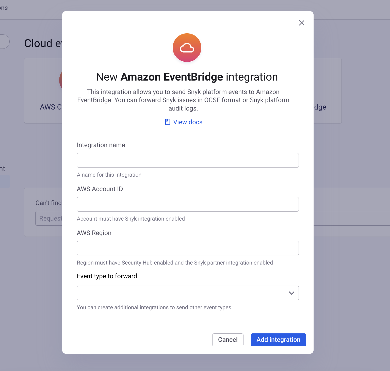 Enter integration details