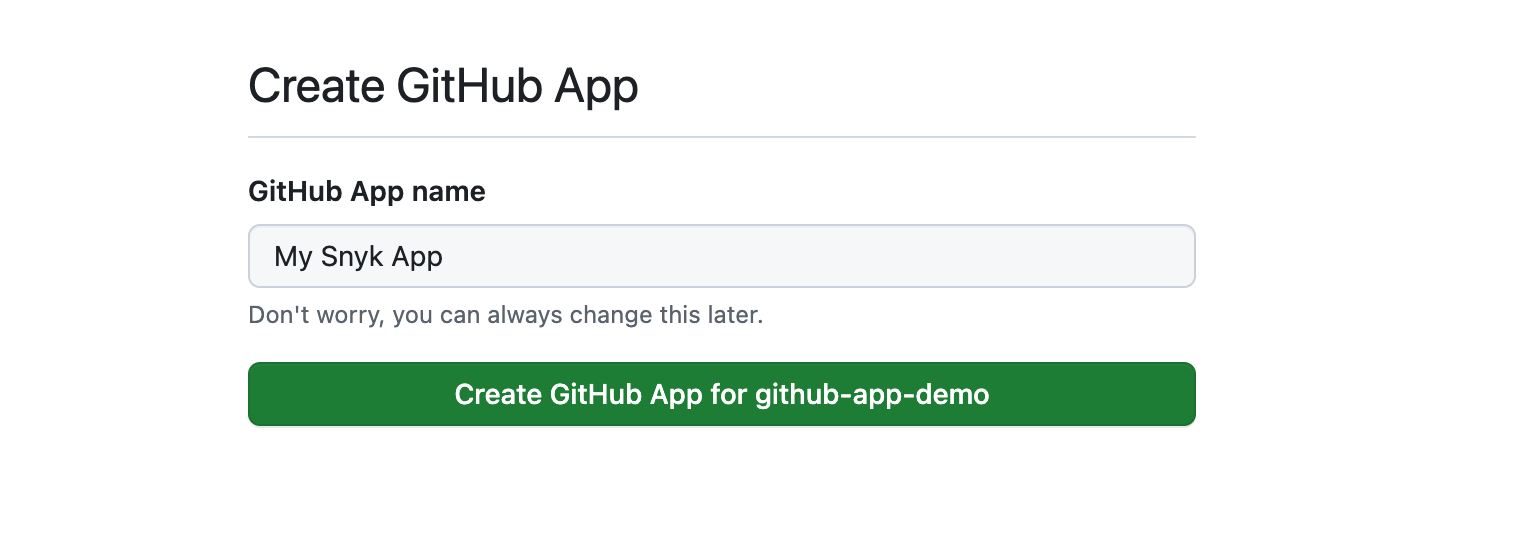 Registration of the app on your GitHub instance