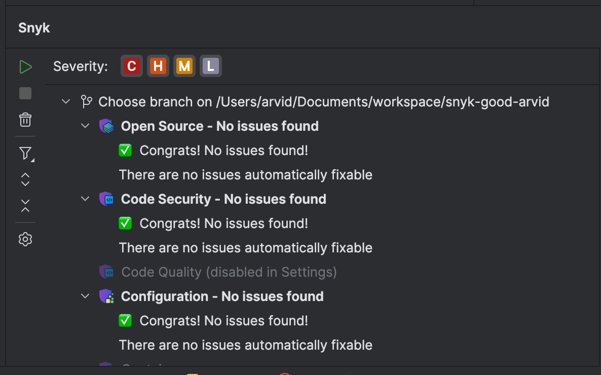 Successful state. No net new issues found