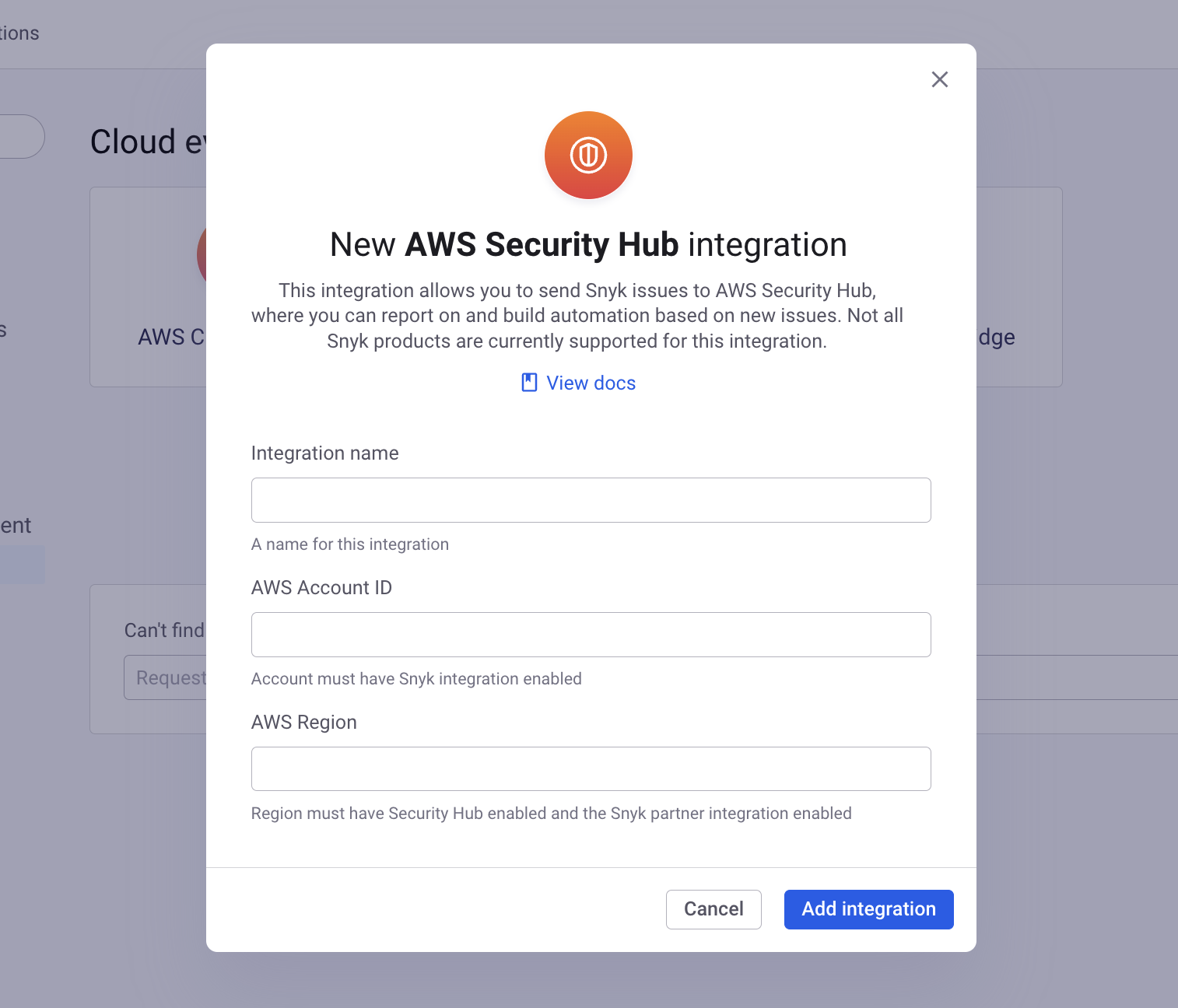 Enter integration details