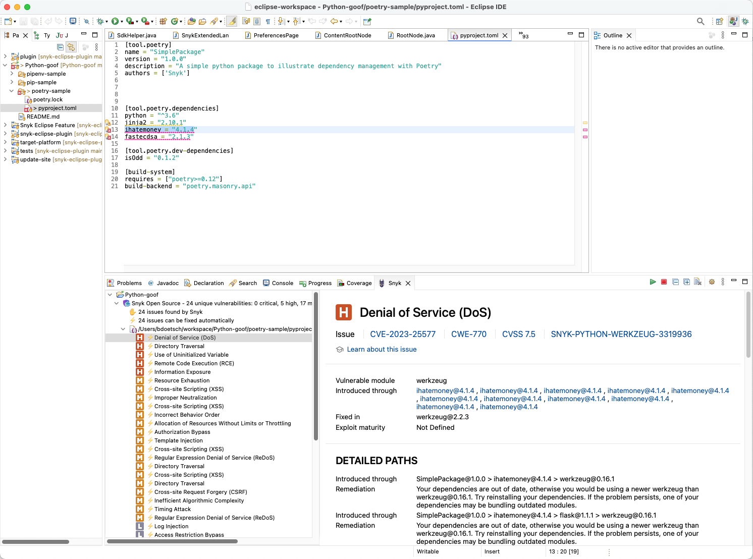 Issue details in Eclipse plugin