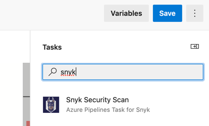 Search for the Snyk Security Scan Task