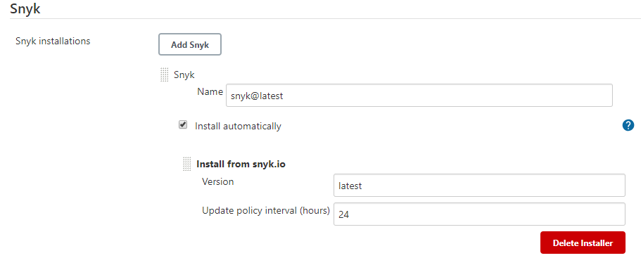Snyk Jenkins plugin automatic installation