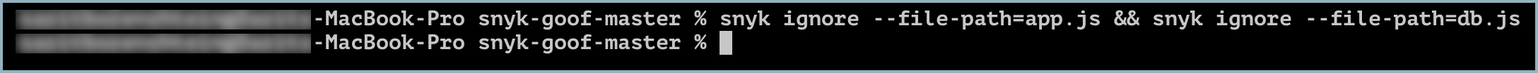 snyk ignore command in the terminal
