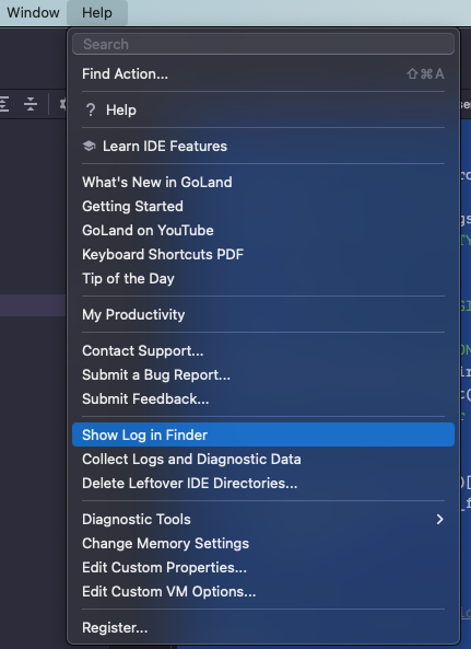 Show log in Finder