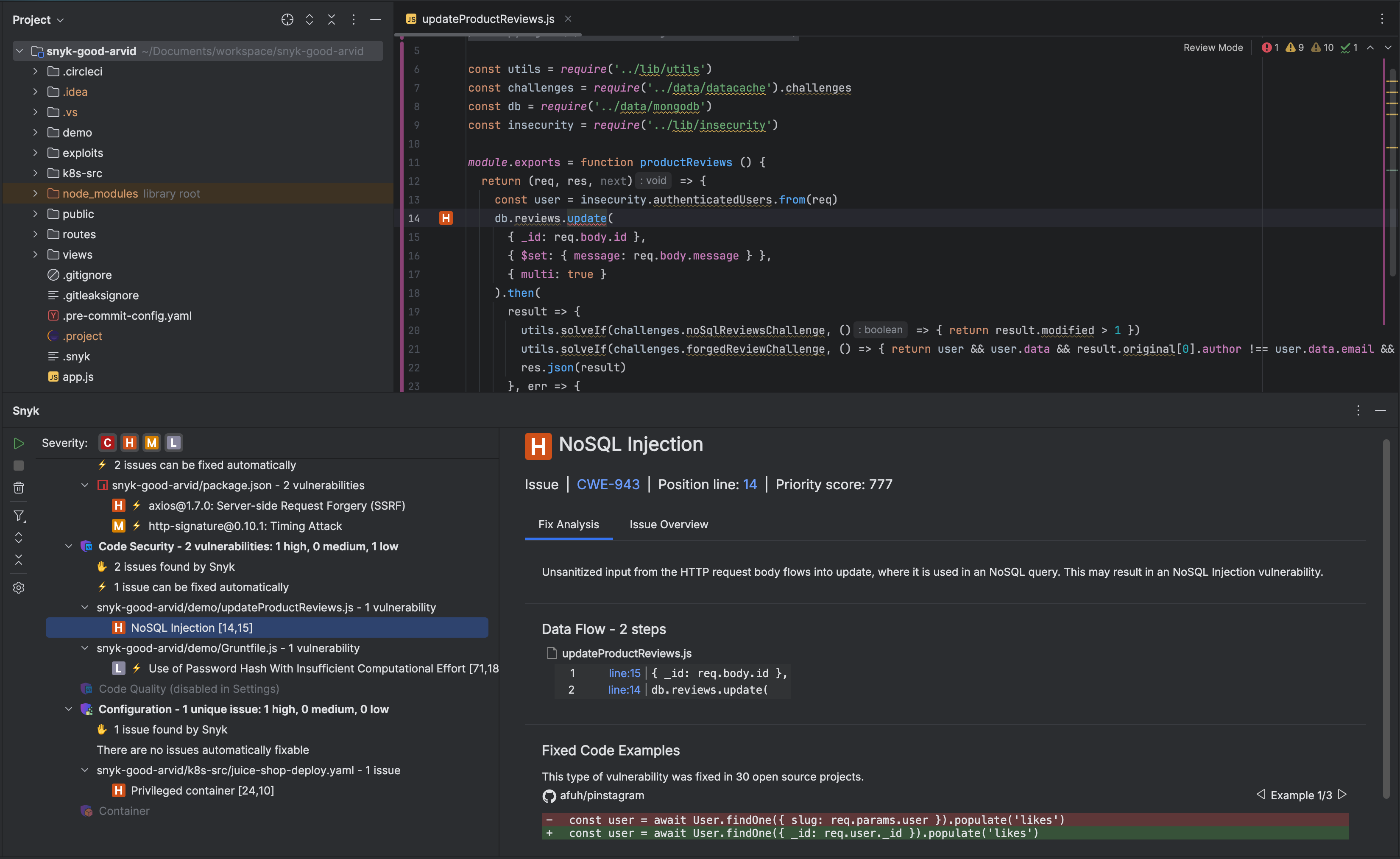 Snyk Code issue details