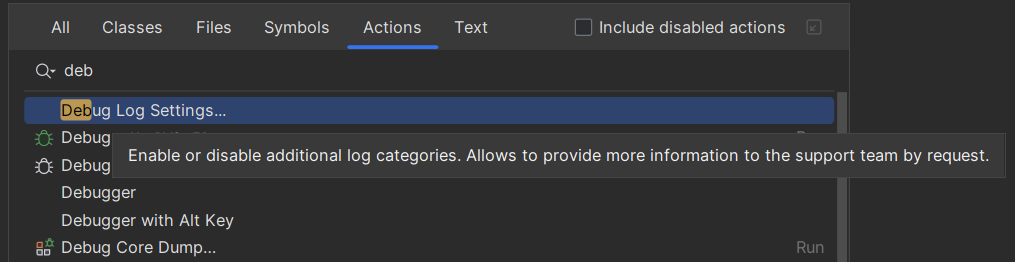 Actions tab