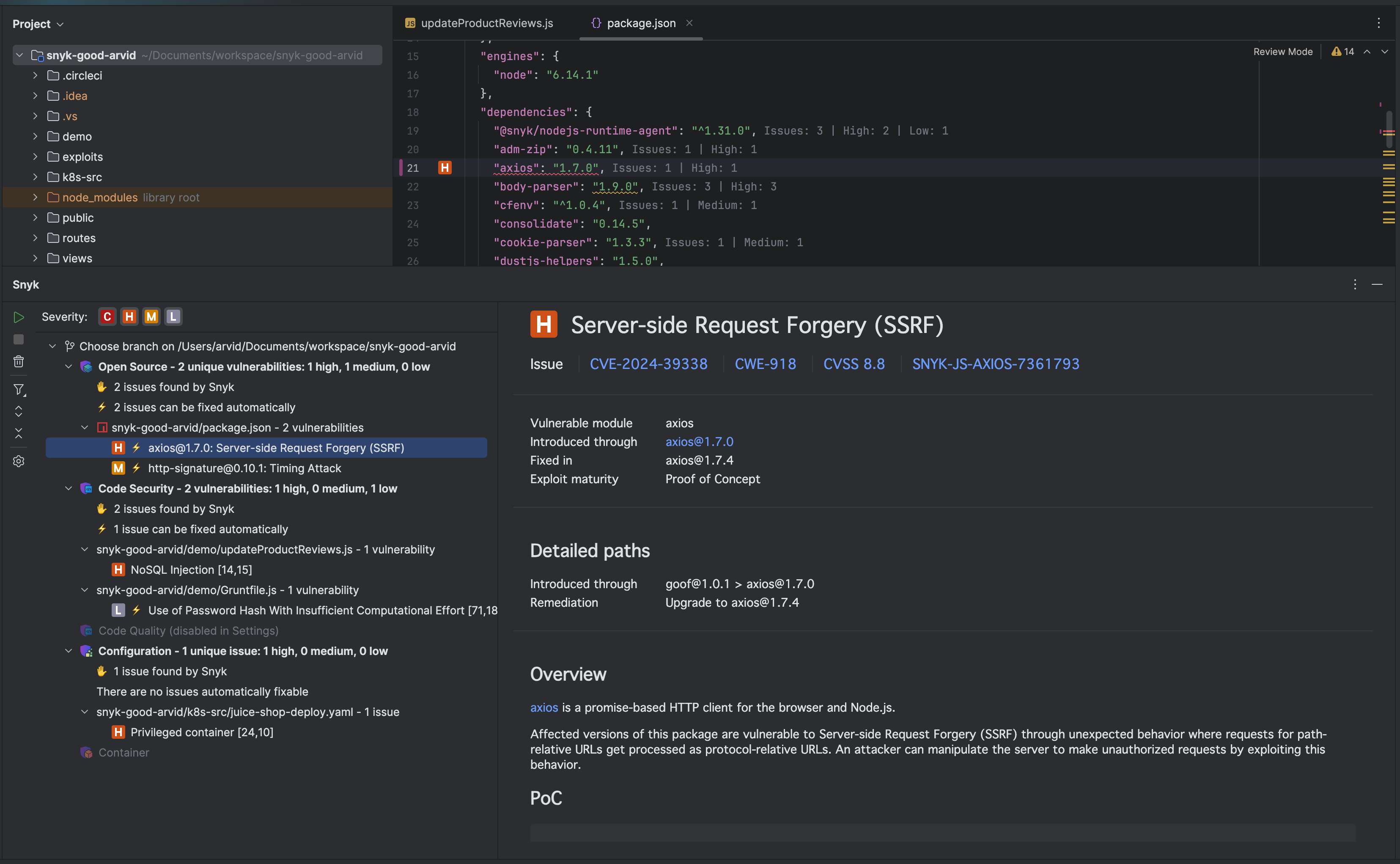 Snyk Open Source issue details