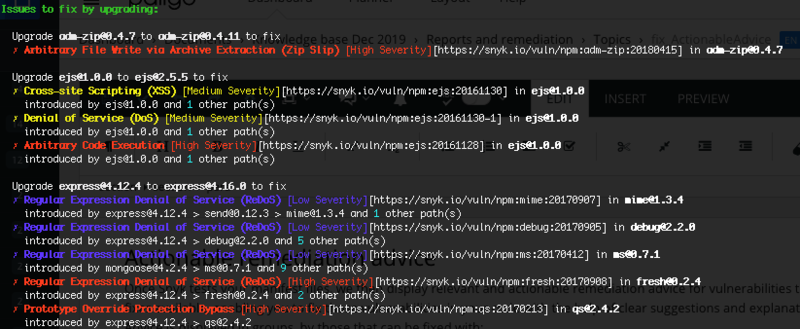 Upgrade results in the CLI