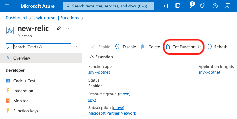 Azure Function URL