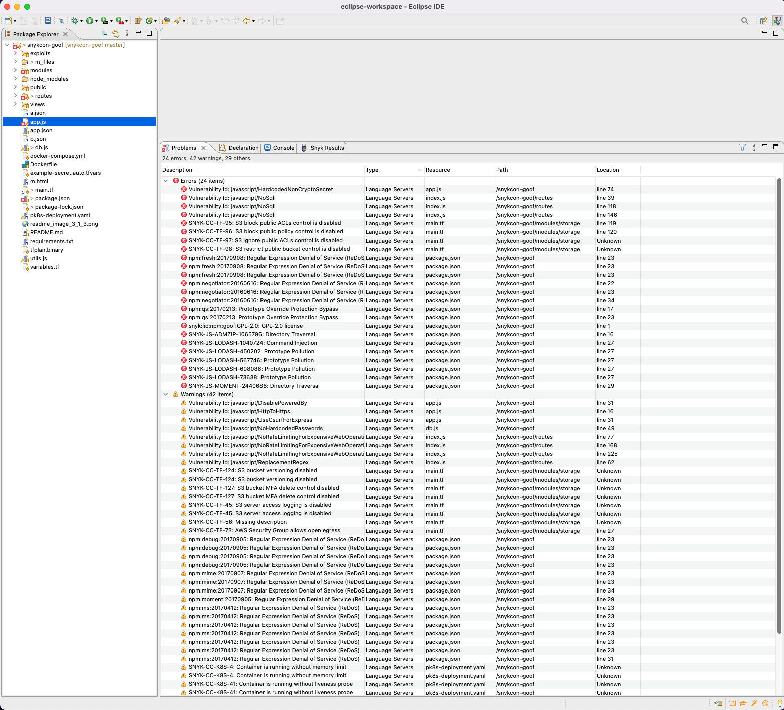 Eclipse Problems tab