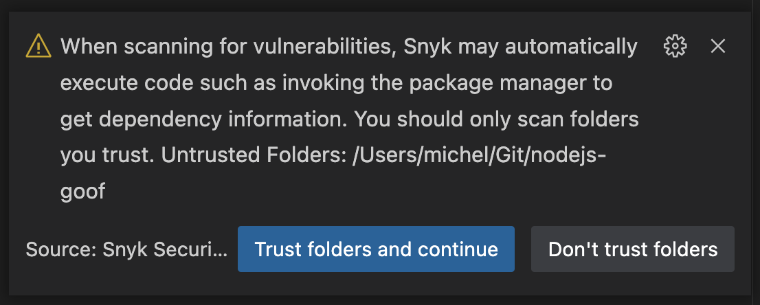 Request to trust folders