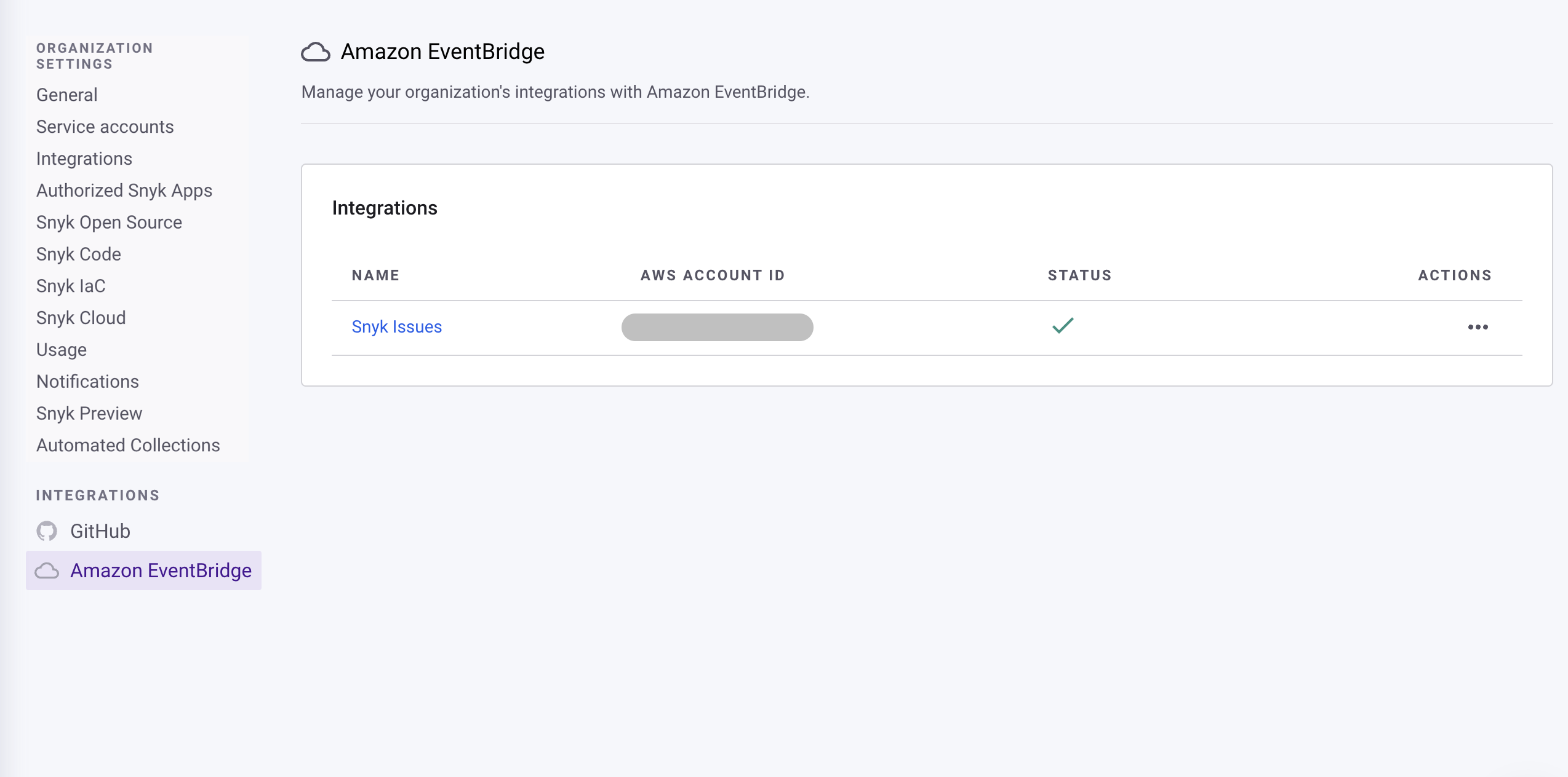 Select Amazon EventBridge integration