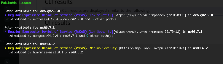 Patch results in the CLI