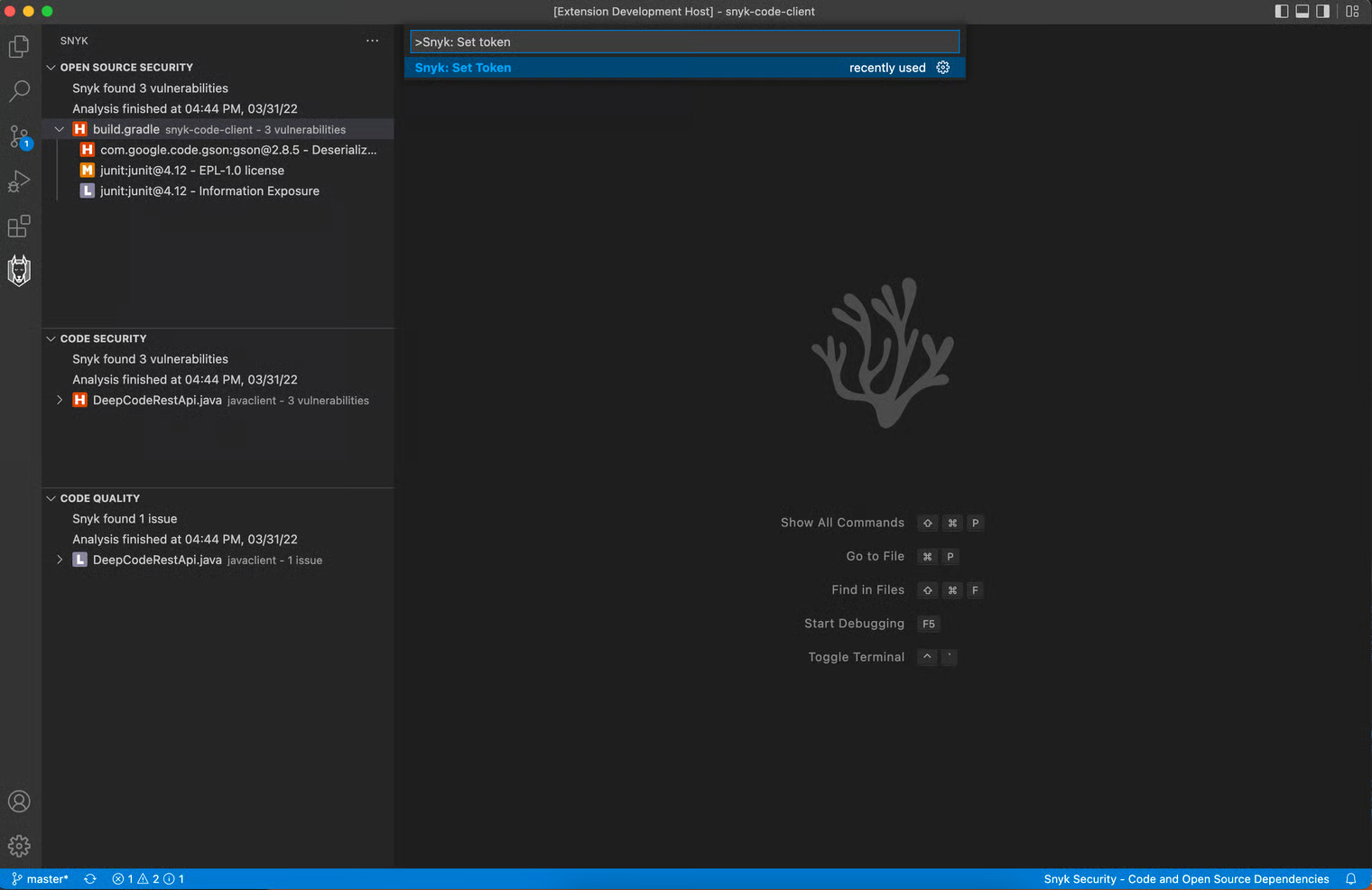Personal Access Token entered in the extension settings