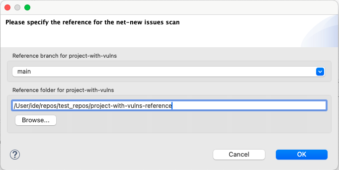 Choose the reference branch or folder