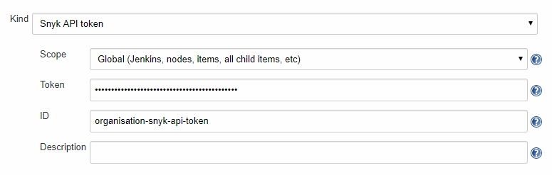 Configure Snyk API token for Jenkins plugin