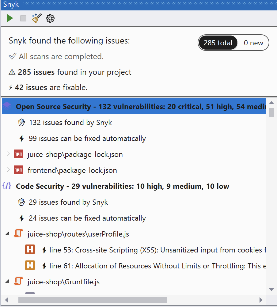 Toggle in summary panel to show the total number of issuesand the number of issues in the checked out branch or current folder
